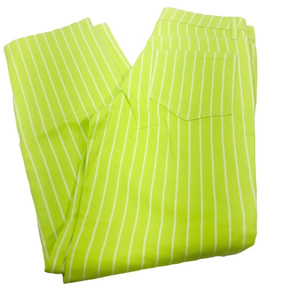 Victor Glemaud Women's Size 2 High Rise Straight Leg Jeans Green Pinstripe NWOT - Picture 2 of 9